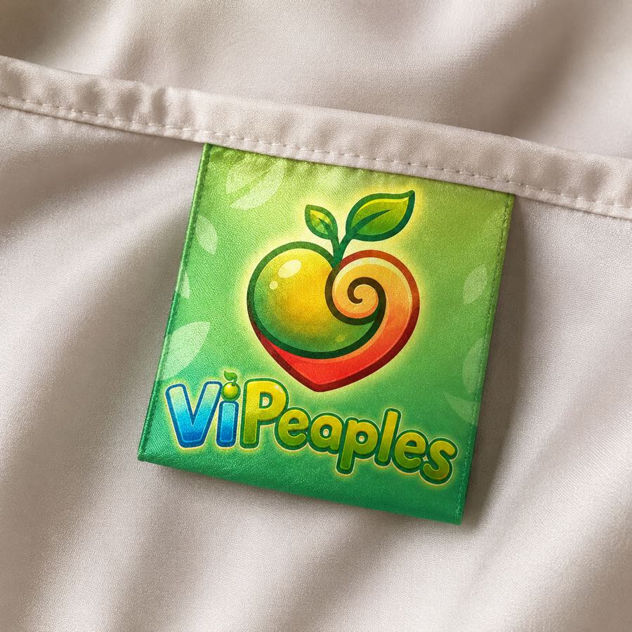 VIPeaples woven brand label on garment