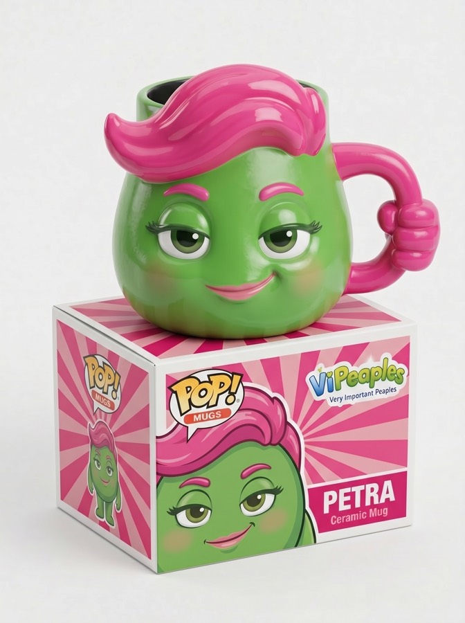 Petra collectible ceramic mug in retail packaging